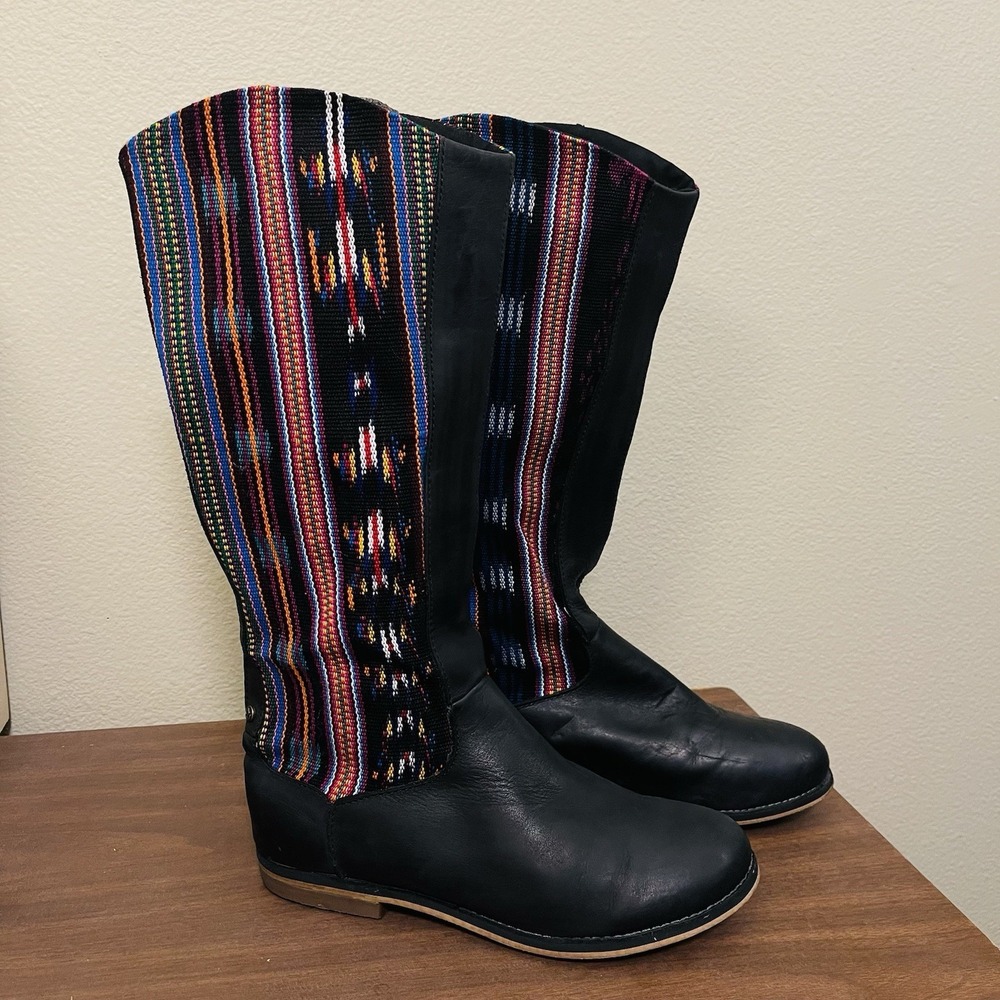 Reef Santa Marta Knee High Boots  Leather Aztec Boho Festival Southwestern  Sz 8